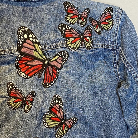 LUCKY BRAND Embroidered Butterfly Denim Boyfriend Shirt – XS - Picture 12 of 16
